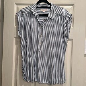 Blue and white striped blouse with collar from Loft